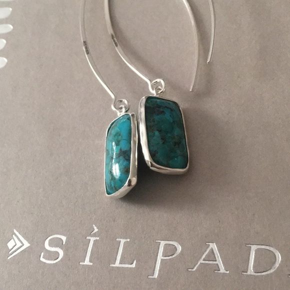 SILPADA OASIS Sterling Silver 925 Turquoise Drop Dangle Earrings NIB - Picture 4 of 14